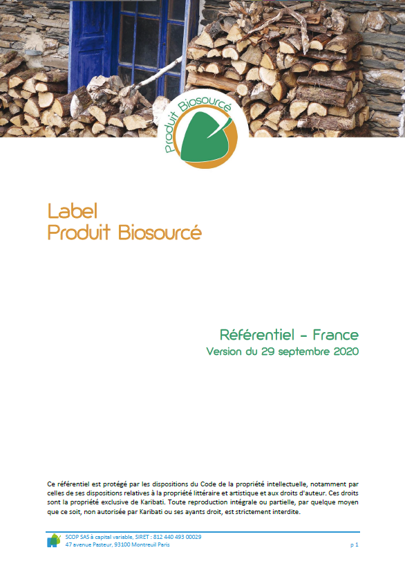 Référentiel du Label produit Biosourcé